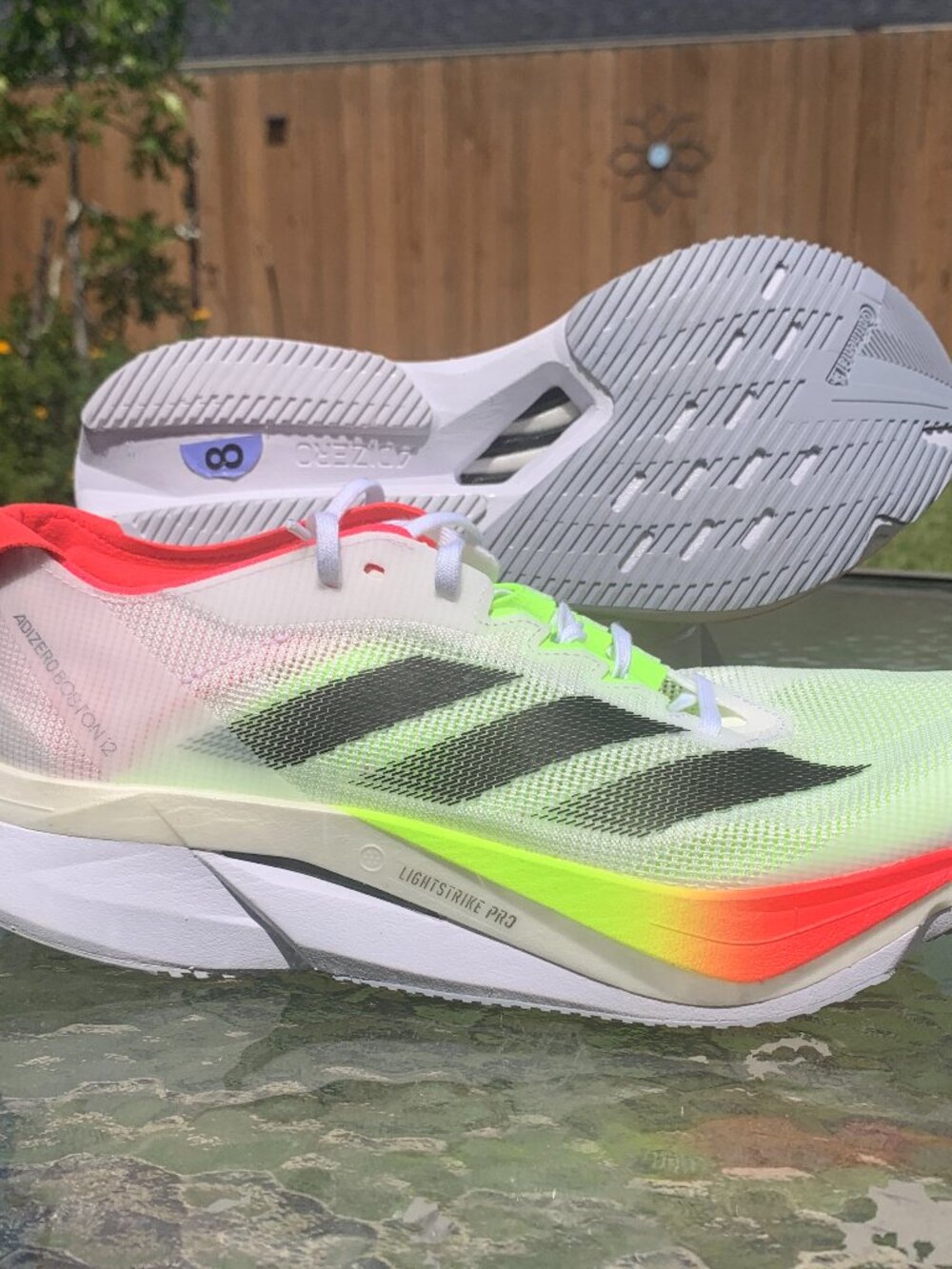 adidas Adizero Boston 12 Running Shoes Women's 8 JQ2554 White Volt Orang